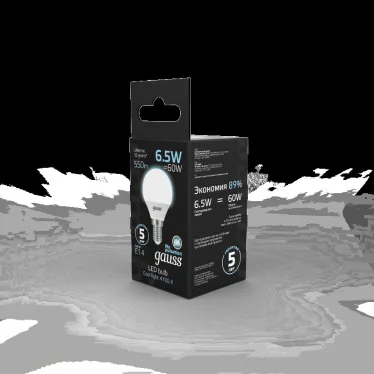 Лампа светодиодная LED 6,5Вт E14 220В 4100К шар | 105101207 | Gauss