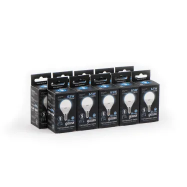 Лампа светодиодная LED 6,5Вт E14 220В 4100К шар | 105101207 | Gauss