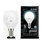 Лампа светодиодная LED 6,5Вт E14 220В 4100К шар | 105101207 | Gauss