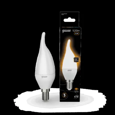 Лампа светодиодная LED 6,5Вт E14 220В 2700К свеча на ветру | 104101107 | Gauss