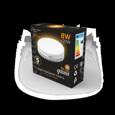 Лампа светодиодная LED 8Вт GX53 220В 2700К | 108008108 | Gauss