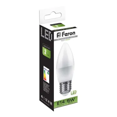 Лампа светодиодная LB-72 (5W) 230V E27 4000K свеча | 25765 | FERON