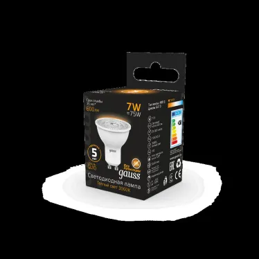 Лампа светодиодная LED 7Вт GU10 220В 2700К MR16 | 101506107 | Gauss