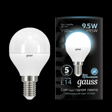 Лампа светодиодная LED 9.5Вт E14 220В 4100К Globe | 105101210 | Gauss