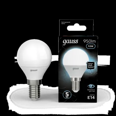 Лампа светодиодная LED 9.5Вт E14 220В 4100К Globe | 105101210 | Gauss