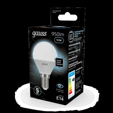 Лампа светодиодная LED 9.5Вт E14 220В 4100К Globe | 105101210 | Gauss