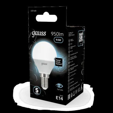 Лампа светодиодная LED 9.5Вт E14 220В 4100К Globe | 105101210 | Gauss