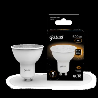 Лампа светодиодная LED 7Вт GU10 220В 2700К MR16 | 101506107 | Gauss