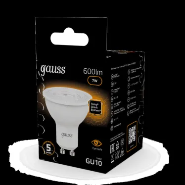 Лампа светодиодная LED 7Вт GU10 220В 2700К MR16 | 101506107 | Gauss