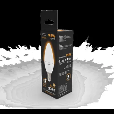 Лампа светодиодная LED 9.5Вт E14 220В 3000К Candle (свеча) | 103101110 | Gauss