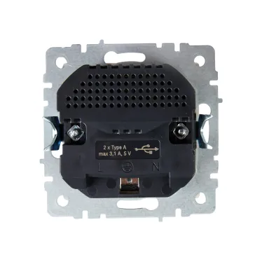 BRITE Розетка 1 пост с заземлением с защитными шторками 16А с USB A+A 5В 3,1А РЮш10-2-БрБ белый