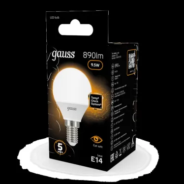 Лампа светодиодная LED 9.5Вт E14 220В 3000К Globe | 105101110 | Gauss