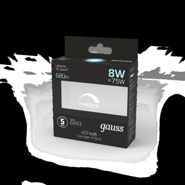 Лампа светодиодная LED 8Вт GX53 220В 4100К диммируемая | 108408208-D | Gauss