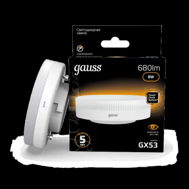 Лампа светодиодная LED 8Вт GX53 220В 2700К | 108008108 | Gauss