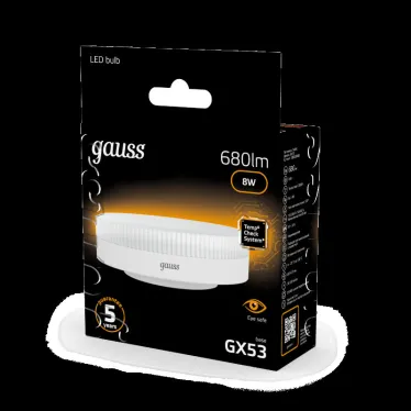 Лампа светодиодная LED 8Вт GX53 220В 2700К | 108008108 | Gauss