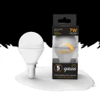 Лампа светодиодная LED 7Вт E14 220В 3000К шар, диммируемая | 105101107-D | Gauss