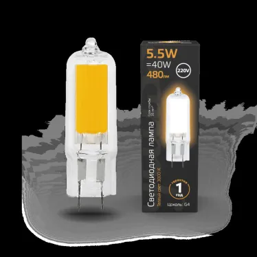Лампа светодиодная LED G4 AC220-240V 5.5W 480lm3000K Glass | 107807105 | Gauss