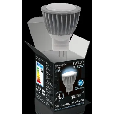 Лампа светодиодная LED 3Вт GU4 220В 4100К MR11 d35х45мм | 132517203 | Gauss