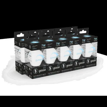 Лампа светодиодная LED 7Вт E27 220В 4100К шар, диммируемая | 105102207-D | Gauss