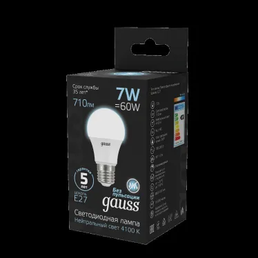 Лампа светодиодная LED 7Вт E27 220В 4100К A60 | 102502207 | Gauss
