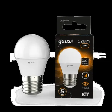 Лампа светодиодная LED 7Вт E27 220В 2700К шар, диммируемая | 105102107-S | Gauss