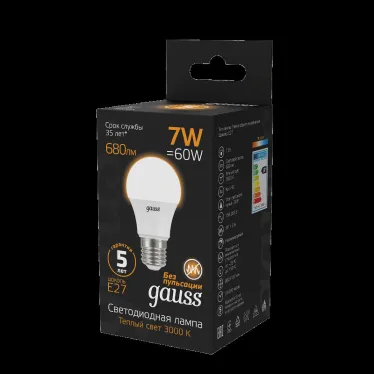 Лампа светодиодная LED 7Вт E27 220В 2700К A60 | 102502107 | Gauss