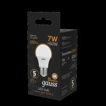 Лампа светодиодная LED 7Вт E27 220В 2700К A60 | 102502107 | Gauss