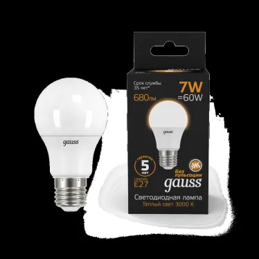 Лампа светодиодная LED 7Вт E27 220В 2700К A60 | 102502107 | Gauss