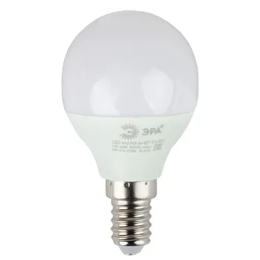 Лампа cветодиодная ECO LED P45-6W-827-E14 (диод, шар, 6Вт, тепл, E14) (10/100/4000) | Б0020626 | ЭРА