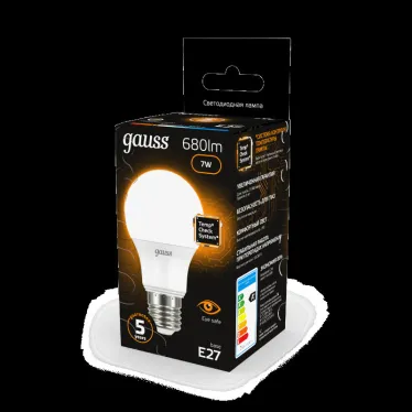 Лампа светодиодная LED 7Вт E27 220В 2700К A60 | 102502107 | Gauss