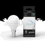 Лампа светодиодная LED 7Вт E14 220В 4100К шар, диммируемая | 105101207-D | Gauss