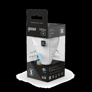 Лампа светодиодная LED 7Вт E14 220В 4100К шар, диммируемая | 105101207-D | Gauss