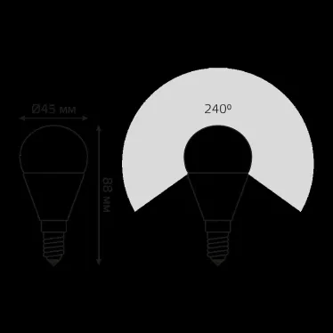 Лампа светодиодная LED 7Вт E14 220В 4100К шар, диммируемая | 105101207-D | Gauss