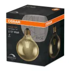 Лампа светодиодная LED, золотистая, Vintage 1906 LED CL GLOBE125 FIL GOLD 55 non-dim 7W/825 E27 | 4058075809406 | Osram