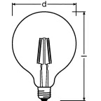 Лампа светодиодная LED, золотистая, Vintage 1906 LED CL GLOBE125 FIL GOLD 55 non-dim 7W/825 E27 | 4058075809406 | Osram