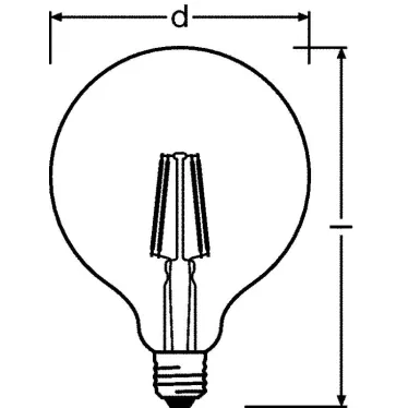 Лампа светодиодная LED, золотистая, Vintage 1906 LED CL GLOBE125 FIL GOLD 55 non-dim 7W/825 E27 | 4058075809406 | Osram