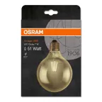 Лампа светодиодная LED, золотистая, Vintage 1906 LED CL GLOBE125 FIL GOLD 55 non-dim 7W/825 E27 | 4058075809406 | Osram