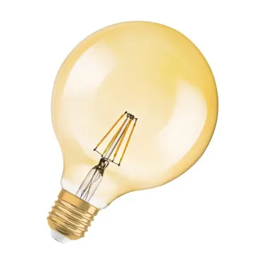 Лампа светодиодная LED, золотистая, Vintage 1906 LED CL GLOBE125 FIL GOLD 55 non-dim 7W/825 E27 | 4058075809406 | Osram