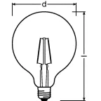 Лампа светодиодная LED, золотистая, Vintage 1906 LED CL GLOBE125 FIL GOLD 36 non-dim 4W/825 E27 | 4052899962071 | Osram