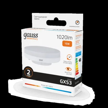 Лампа светодиодная LED Elementary GX53 15W 1020lm 3000K | 83815 | Gauss
