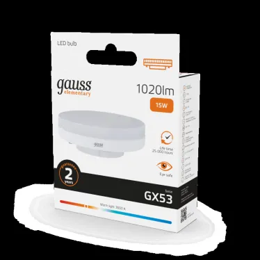 Лампа светодиодная LED Elementary GX53 15W 1020lm 3000K | 83815 | Gauss