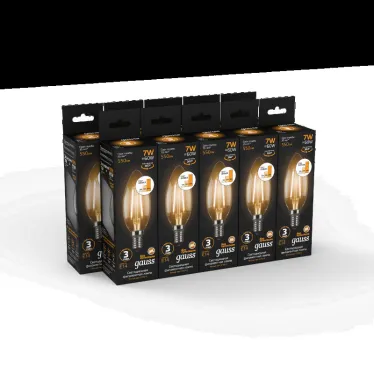 Лампа светодиодная Black LED Filament Свеча E14 7W 550lm 2700К step dimmable | 103801107-S | Gauss