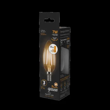 Лампа светодиодная Black LED Filament Свеча E14 7W 550lm 2700К step dimmable | 103801107-S | Gauss