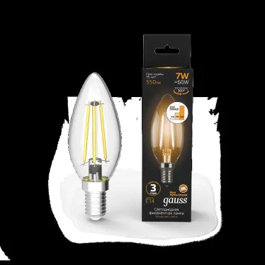 Лампа светодиодная Black LED Filament Свеча E14 7W 550lm 2700К step dimmable | 103801107-S | Gauss