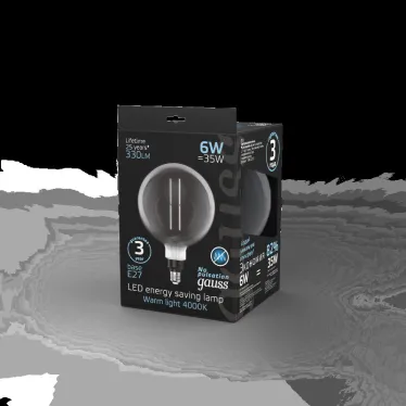 Лампа светодиодная LED Vintage Filament Straight G200 6W E27 200*283mm Gray 330lm 4000K 1/6 | 154802205 | Gauss