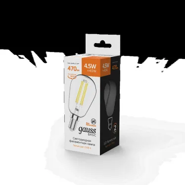 Лампа светодиодная Basic Filament ST45 4,5W 470lm 2700К Е14 LED 1/10/50 | 1141115 | Gauss
