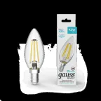 Лампа светодиодная Basic Filament Свеча 4,5W 420lm 4100К Е14 LED 1/10/50 | 1031215 | Gauss