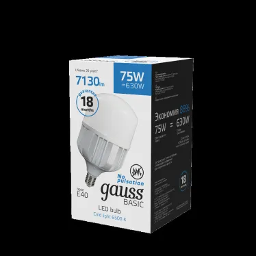 Лампа светодиодная промышленная Basic T140 AC180-240V 75W 7130lm 6500K E40 LED 1/12 | 11734382 | Gauss