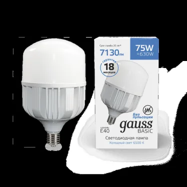 Лампа светодиодная промышленная Basic T140 AC180-240V 75W 7130lm 6500K E40 LED 1/12 | 11734382 | Gauss