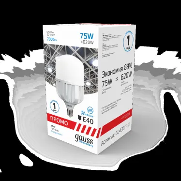 Лампа светодиодная промышленная Elementary T140 75W 7000lm 6500K E40 Promo LED 1/12 | 60438 | Gauss